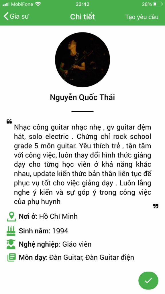giáo viên dạy kèm guitar